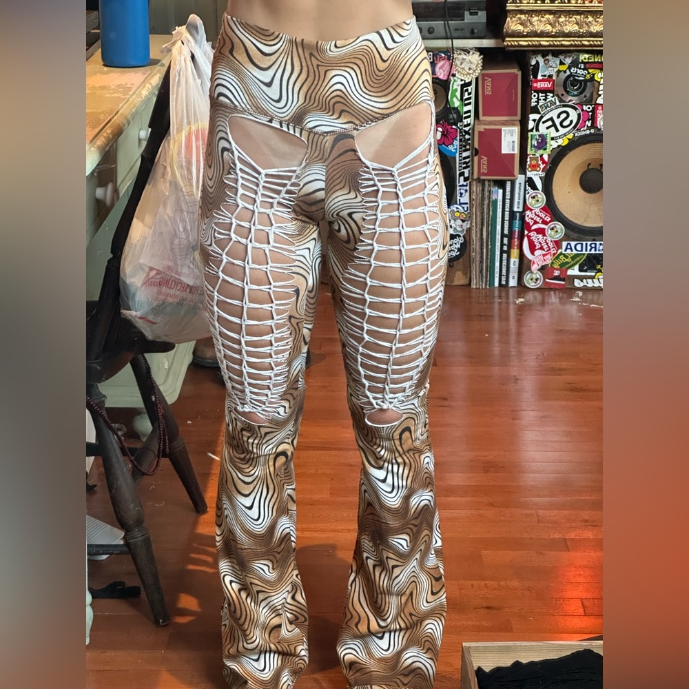 Flare slit weave / braided festival pants